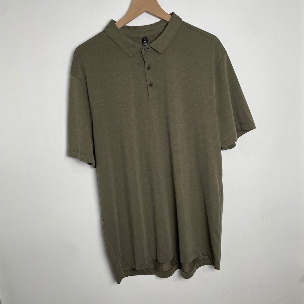 Lululemon Evolution Polo Shirt Mens XXL Green Short Sleeve Golf Athletic